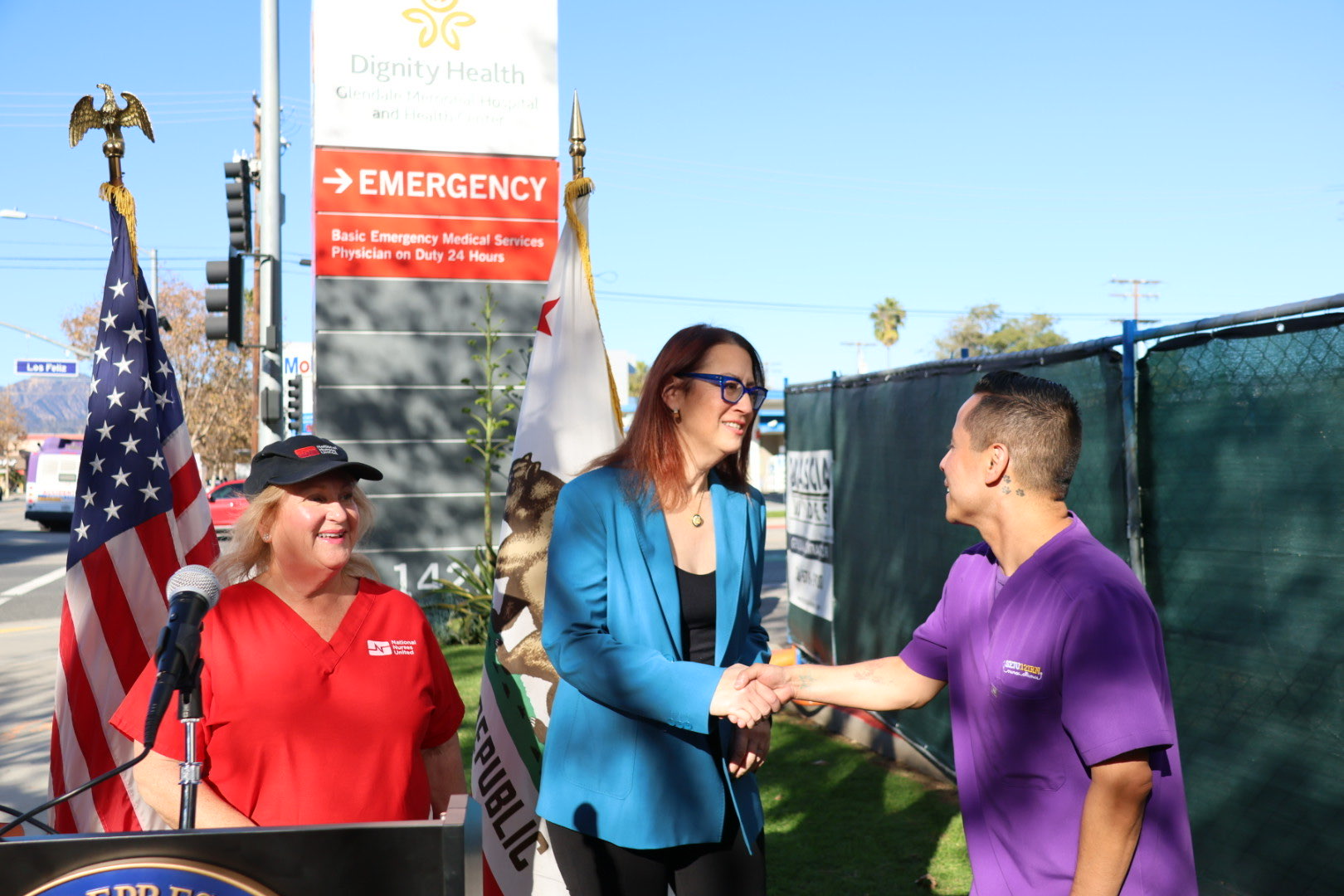 Rep. Friedman greeting nurses