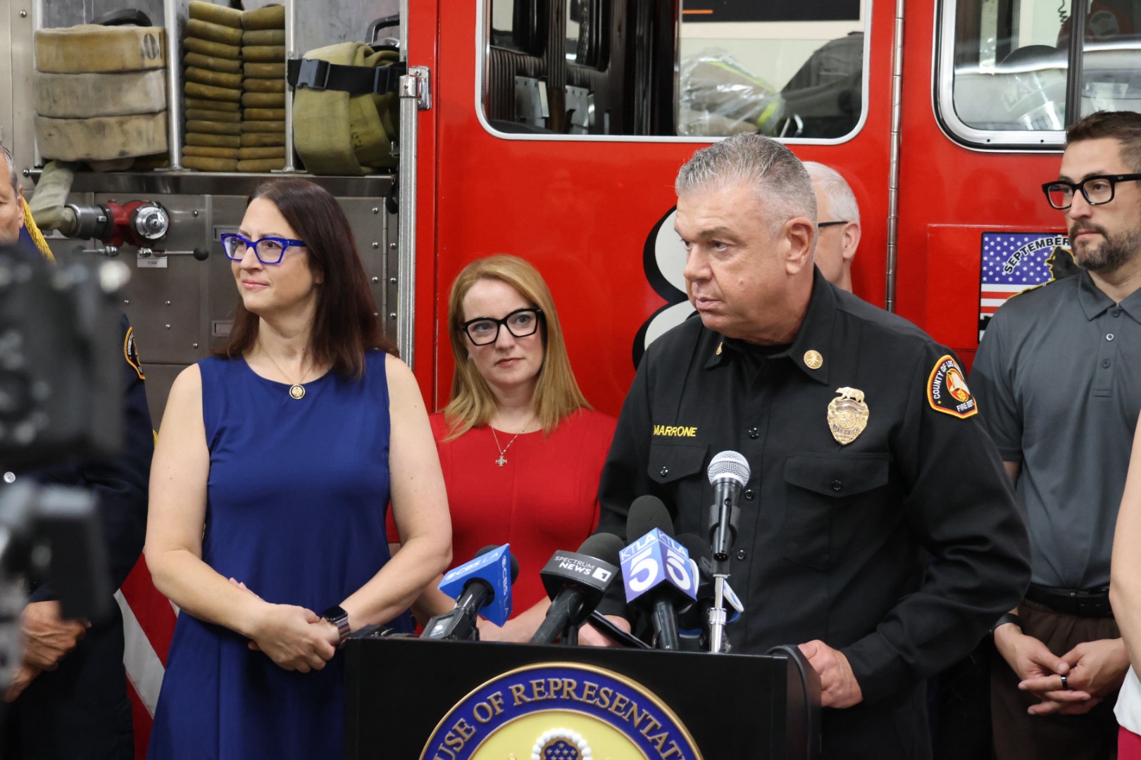 Rep. Friedman & Chief Marrone at Fire Station 8 Press Conference