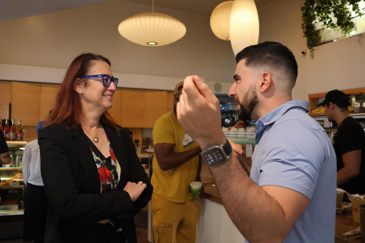 Rep. Friedman with Dialog Cafe owner Tadeh Ghazalian