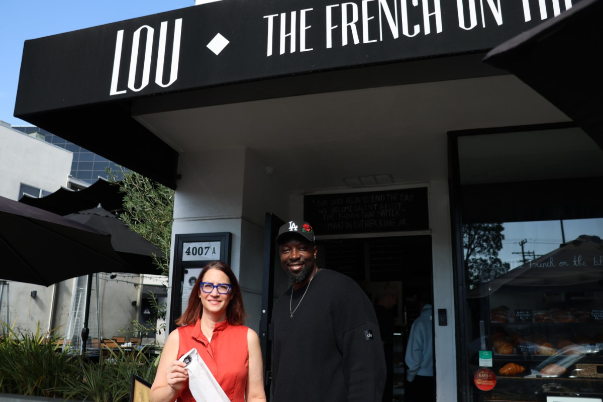 Rep. Friedman with Lou outside of Lou's 