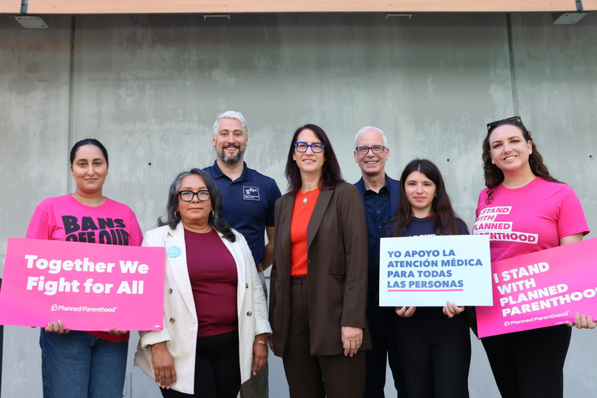 Friedman with Planned Parenthood representatives, volunteers, and West Hollywood City Councilmembers.