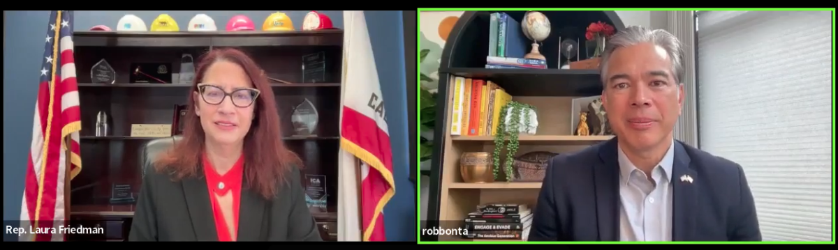 Friedman and Bonta during Facebook Live Town Hall