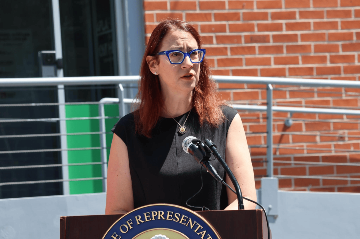 Above: Friedman outside the APLA’s Gottlieb Medical Center with APLA CEO and LA LGBT Center.