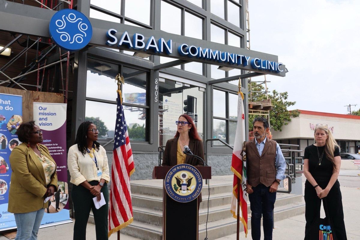 Rep. Friedman outside of Beverly Saban Community Clinic