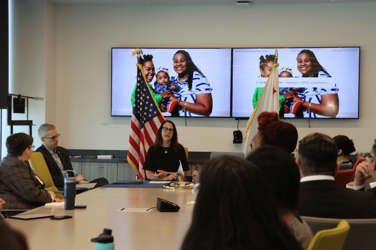 Friedman hosting an LGBTQ roundtable with local organizations and advocates.