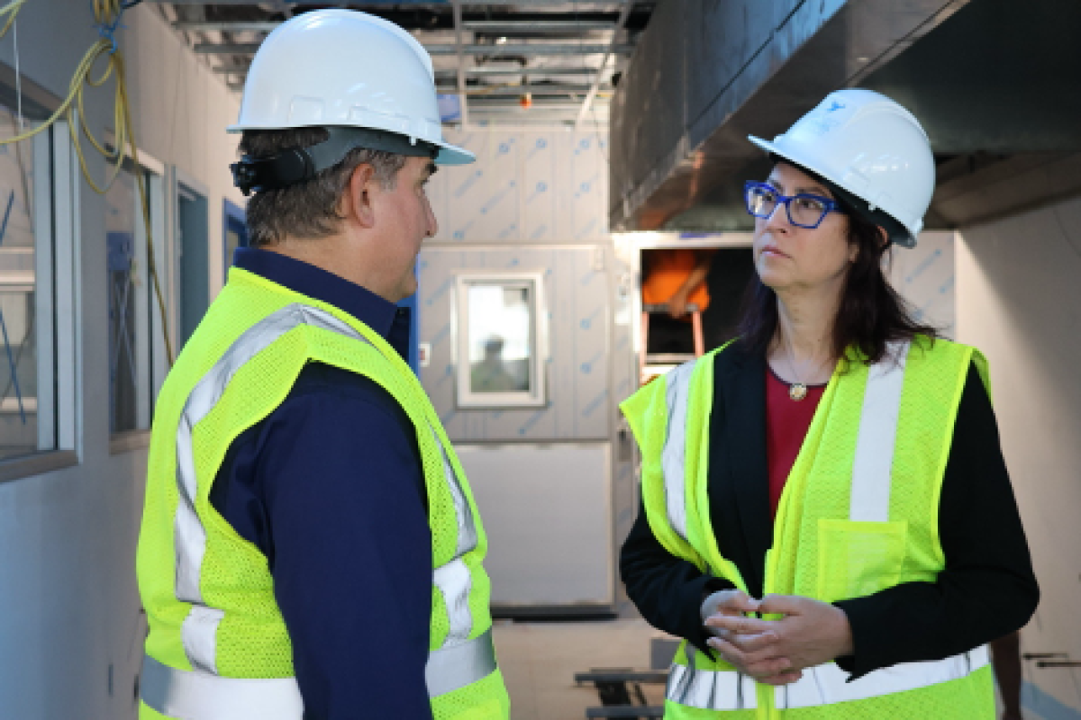 Above: Friedman inside The Chuck Lorre Family Foundation Campus construction site.