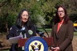  Above: Friedman with Altadena Town Councilmember & disaster victim Dot Wang announcing new disaster relief bills. 