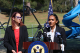Friedman with Burbank Mayor Nikki Perez and Los Angeles City Councilmember Nithya Raman announcing she is helping lead the No Anonymity in Immigration Enforcement Act.