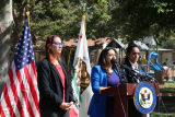 Friedman with Burbank Mayor Nikki Perez and Los Angeles City Councilmember Nithya Raman announcing she is helping lead the No Anonymity in Immigration Enforcement Act.