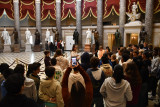 Below: Rep. Friedman speaks to students in National Statuary Hall.
