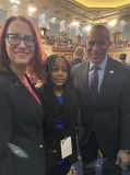 Above: Friedman on the House floor with her daughter and Democratic Leader Hakeem Jefferies.