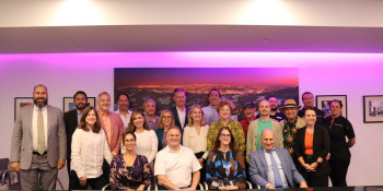 Below: Friedman with members of the Hollywood Chamber of Commerce. 
