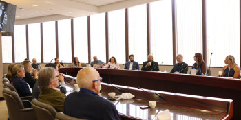 Friedman listens to introductions from DGA Leadership Council members.