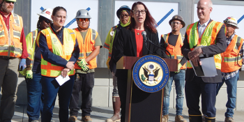 Laura Friedman at a podium