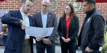 Above: Friedman and Larsen discussing parts of the LA River Restoration Project.