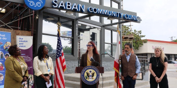 Rep. Friedman outside of Beverly Saban Community Clinic