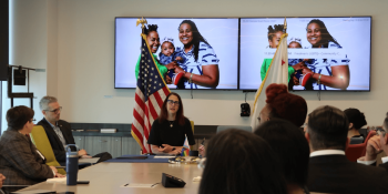 Friedman hosting an LGBTQ roundtable with local organizations and advocates.