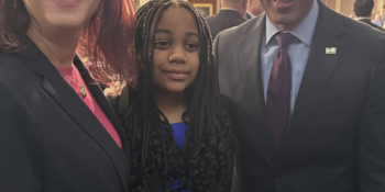 Above: Friedman on the House floor with her daughter and Democratic Leader Hakeem Jefferies.