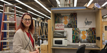 Above: Friedman tours the set and design shop in Television City.