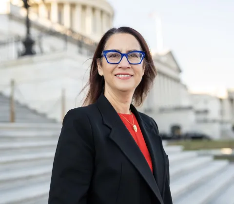 photo of Representative Friedman on the steps of the Capitol