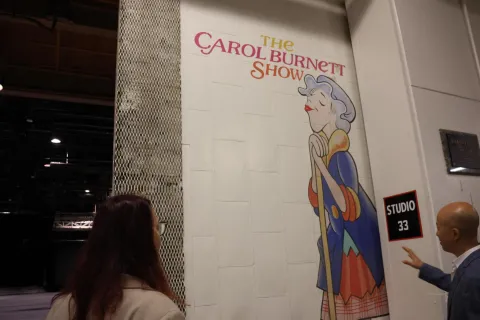 Below: Friedman stands outside of the iconic Carol Burnett studio stage.