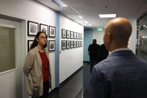 Below: Friedman learns about the history of Television City.